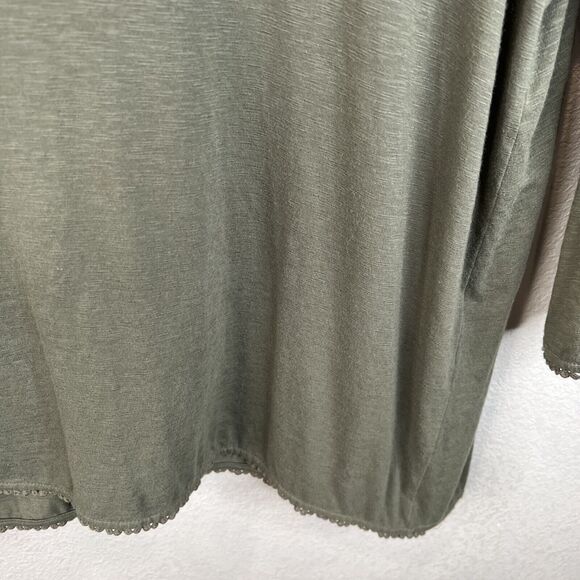 J. Jill Top Women's Large Green 3/4 Sleeve‎ Button Accent Boho Peasant Cotton - Picture 8 of 16